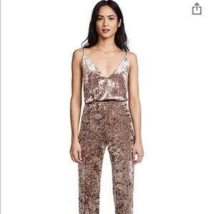 Bb Dakota Crushed Velvet Pink Jumpsuit Cassandra